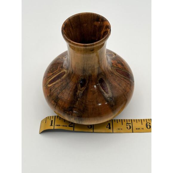 VTG Rare Norfolk Island Pine Hand Turned Wood Vase By D. Van Doren Artist signed - Picture 9 of 16